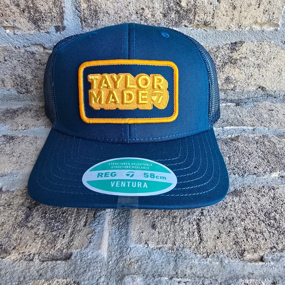 Taylor Made Ventura Golf Trucker Hat Mens Teal Blue Yellow Snapback Mesh Cap NEW